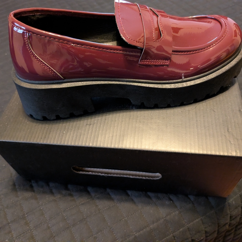 Fashion Nova Glossy Maroon Loafers
